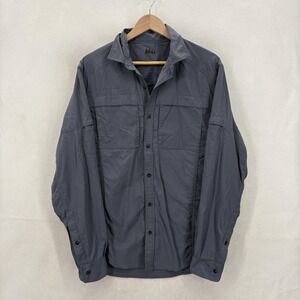 REI Shirt Mens Medium Gray Long Sleeve Hiking Lightweight Quick Dry Roll Tab
